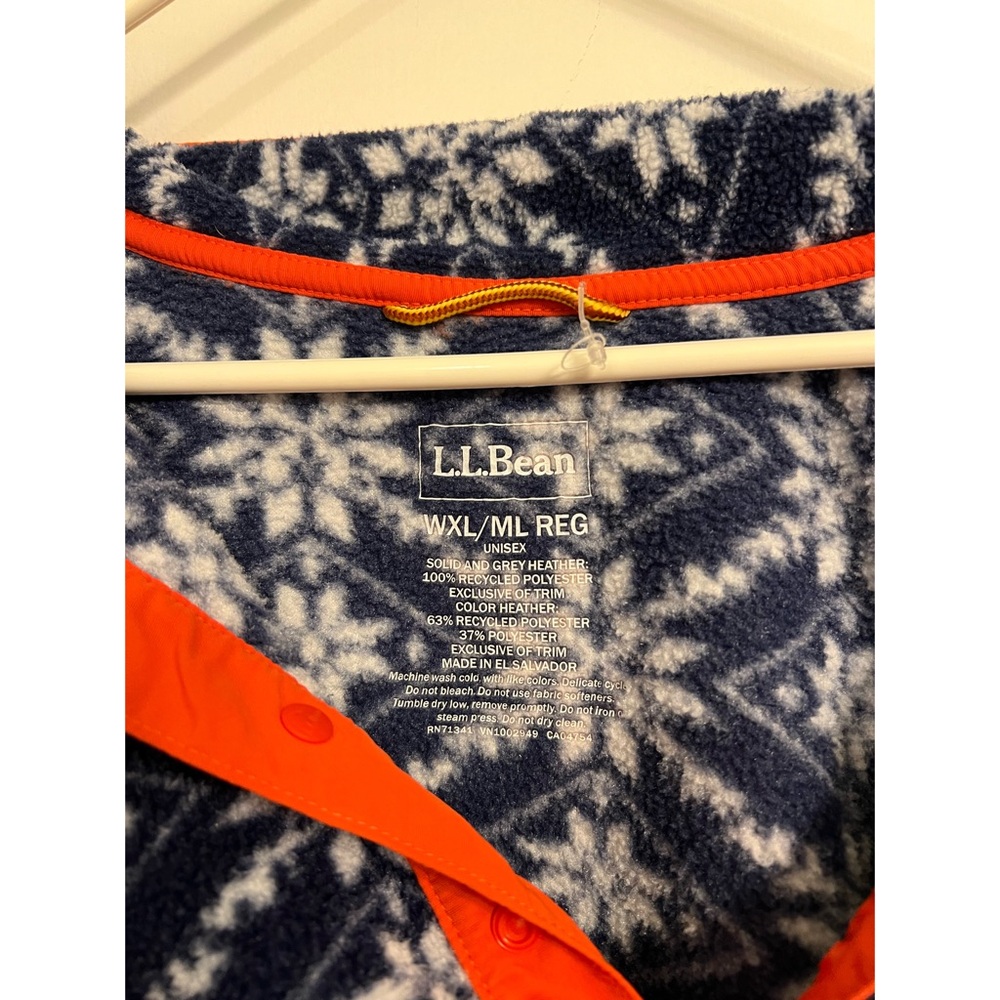Navy And White Patterned Pullover With Orange Acc… - image 3
